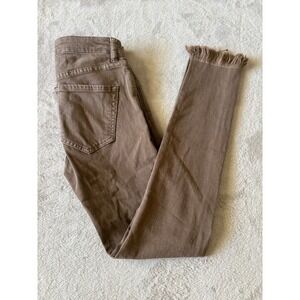 Free People Brown Frayed Hem Skinny Jeans Distressed Denim Size‎ 24
